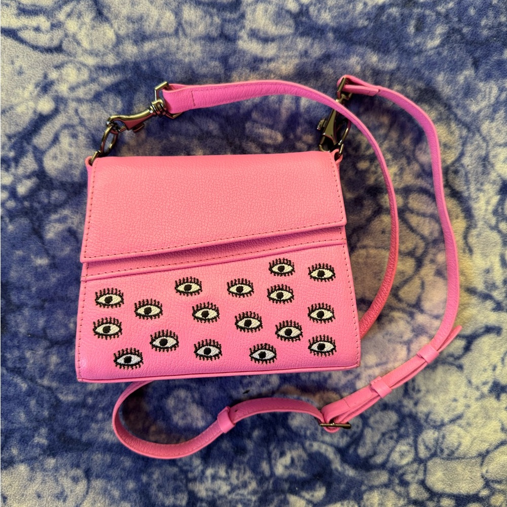 Min & Mon Anastasio Micro Crossbody Leather Handbag in All Over Eyes Embroidery